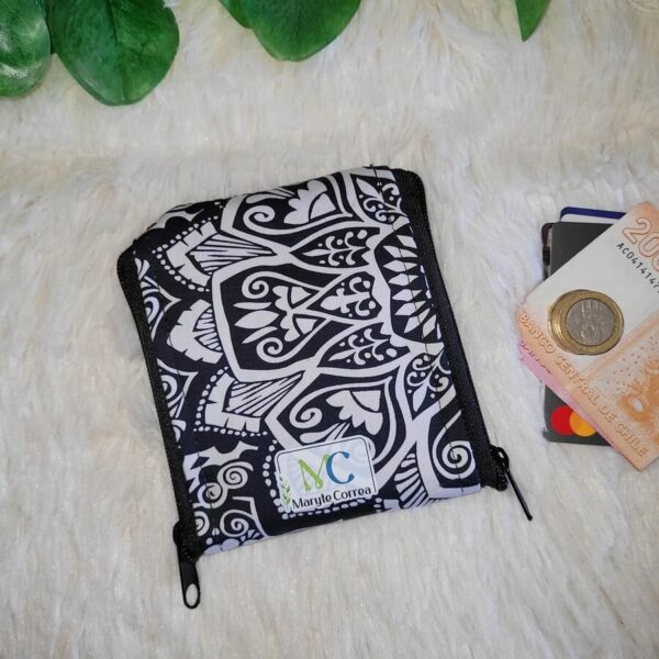 Monedero doble (stock) Mandala banco y negro