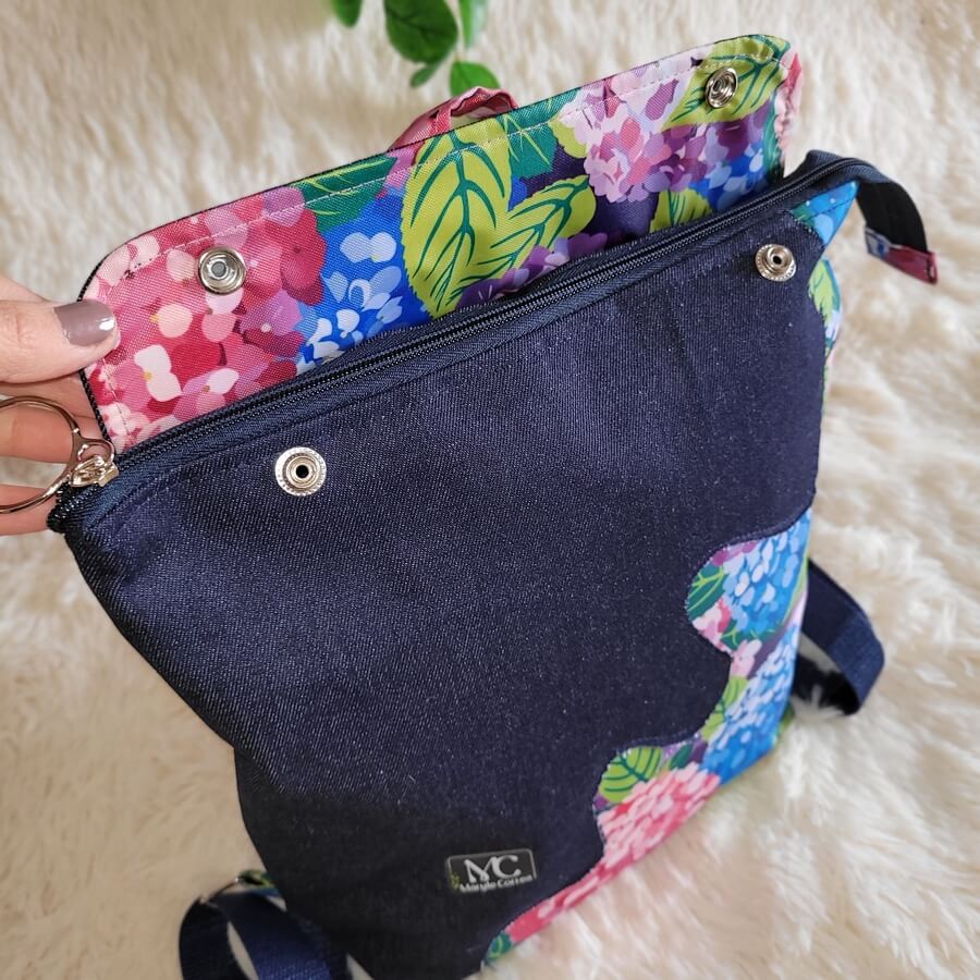 Mochila Aura (stock) Mezclilla - Flores T6